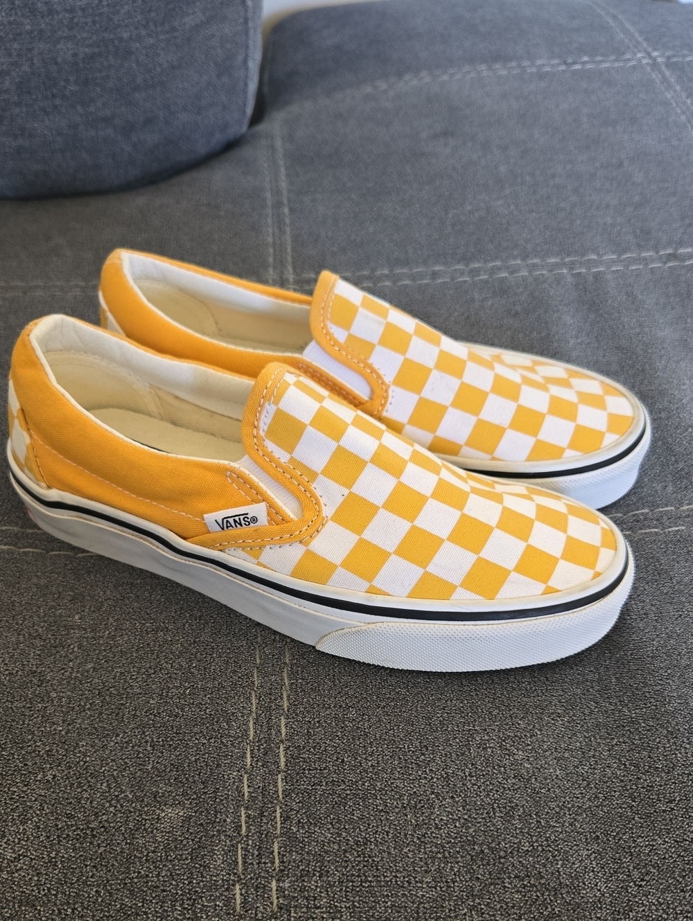Vans Slip-On Checkerboard Sneakers - Yellow & White